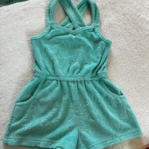 Disney Mint Green Terry Kids Swim Coverup Romper with Mickey Motif